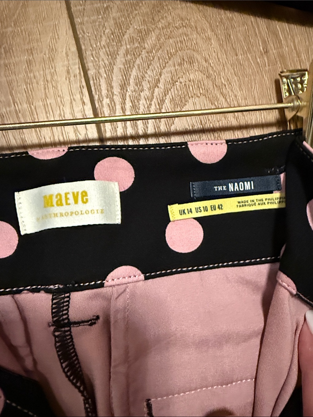NEW Anthropologie Black pants with Pink Polka Dot & Heart Print - Picture 5 of 15